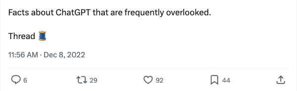 X post opening a thread about frequently overlooked facts about ChatGPT